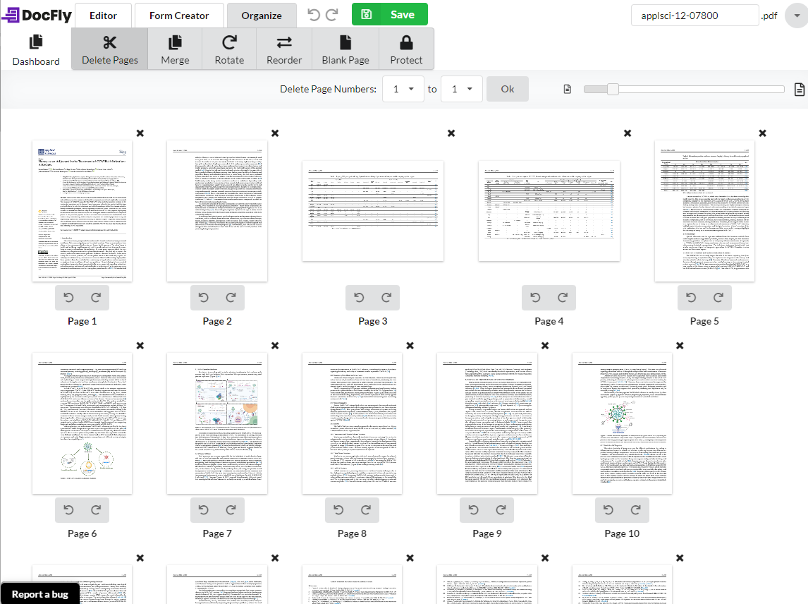 delete PDF pages permanently with DocFly