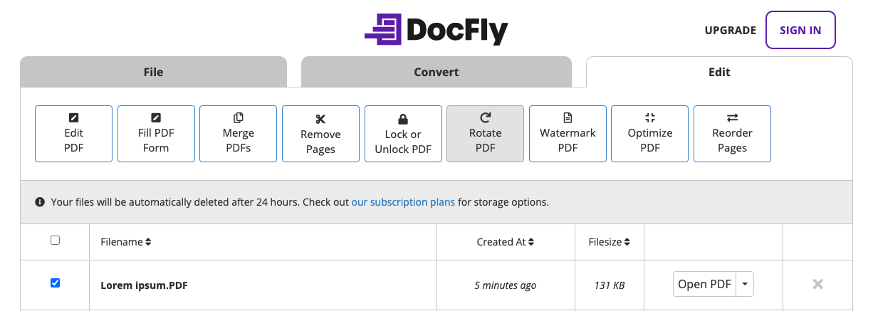 Rotate a PDF: Rotate PDF pages online for free